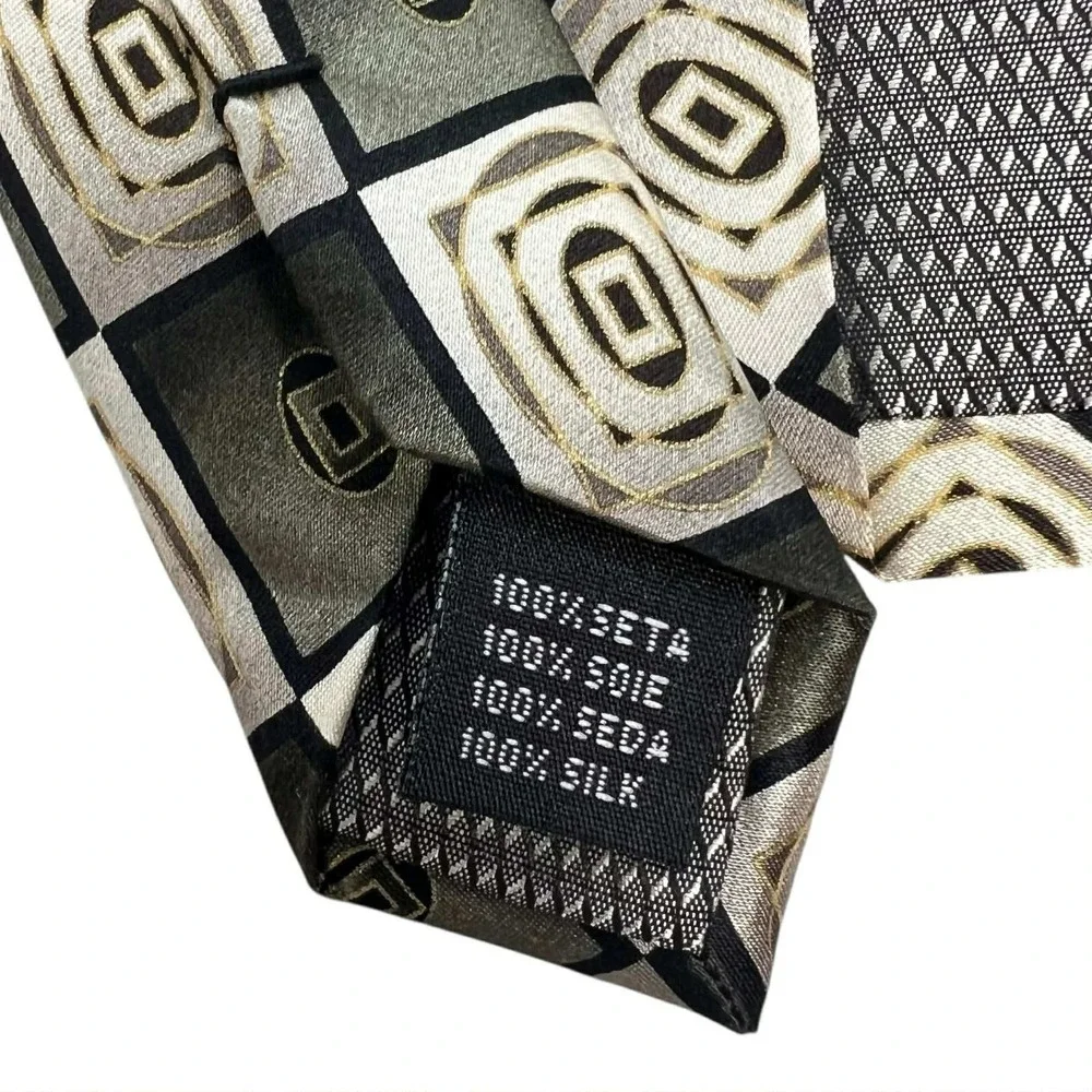 Harve Benard by Bernard Holtzman Mens Silk‎ Geometric Checkered Tie Green Gold